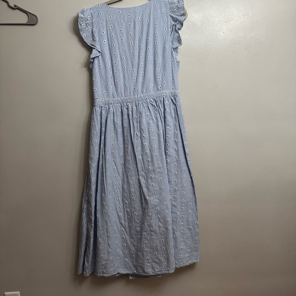 5/$20 LOFT Blue and White Striped wrap Dress - Picture 2 of 8